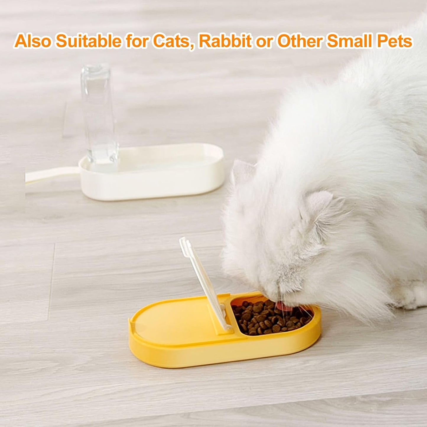 2-in-1 Dog Bowl & Water Bottle, Large Food Container for Dog Treats, Steak, Sticks, Bars - Portable Pet Dispenser for Hiking, Travel (Yellow)