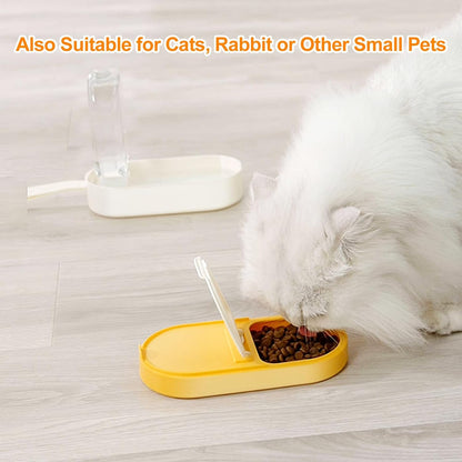 2-in-1 Dog Bowl & Water Bottle, Large Food Container for Dog Treats, Steak, Sticks, Bars - Portable Pet Dispenser for Hiking, Travel (Yellow)