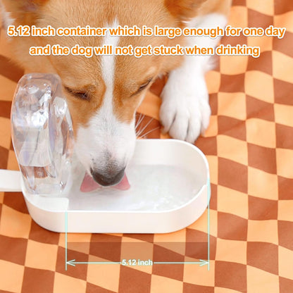 2-in-1 Dog Bowl & Water Bottle, Large Food Container for Dog Treats, Steak, Sticks, Bars - Portable Pet Dispenser for Hiking, Travel (Yellow)