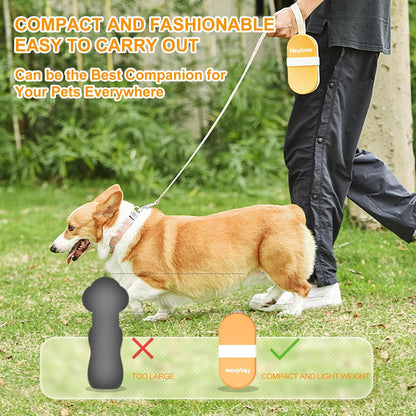 2-in-1 Dog Bowl & Water Bottle, Large Food Container for Dog Treats, Steak, Sticks, Bars - Portable Pet Dispenser for Hiking, Travel (Yellow)