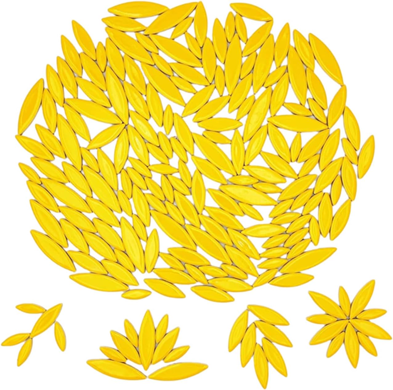 Leaf Petal Ceramic Mosaic Tiles for Crafts, 500g/1.1LB Irregular Mosaic Pieces, Petal Mosaic Tiles DIY Mosaic Making Stones for Craft Hobby Arts Wall Decoration (Yellow)