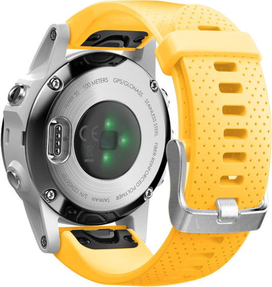 Compatible Fenix 5S Watch Band Fenix 6S Quickfit Soft Silicone Replacement Strap for Fenix 8 43mm/Fenix 5S Plus/Fenix 6S Pro/Fenix 7S/D2 Delta S Smartwatch(Silver Buckle-Yellow)