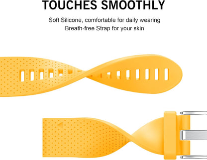 Compatible Fenix 5S Watch Band Fenix 6S Quickfit Soft Silicone Replacement Strap for Fenix 8 43mm/Fenix 5S Plus/Fenix 6S Pro/Fenix 7S/D2 Delta S Smartwatch(Silver Buckle-Yellow)