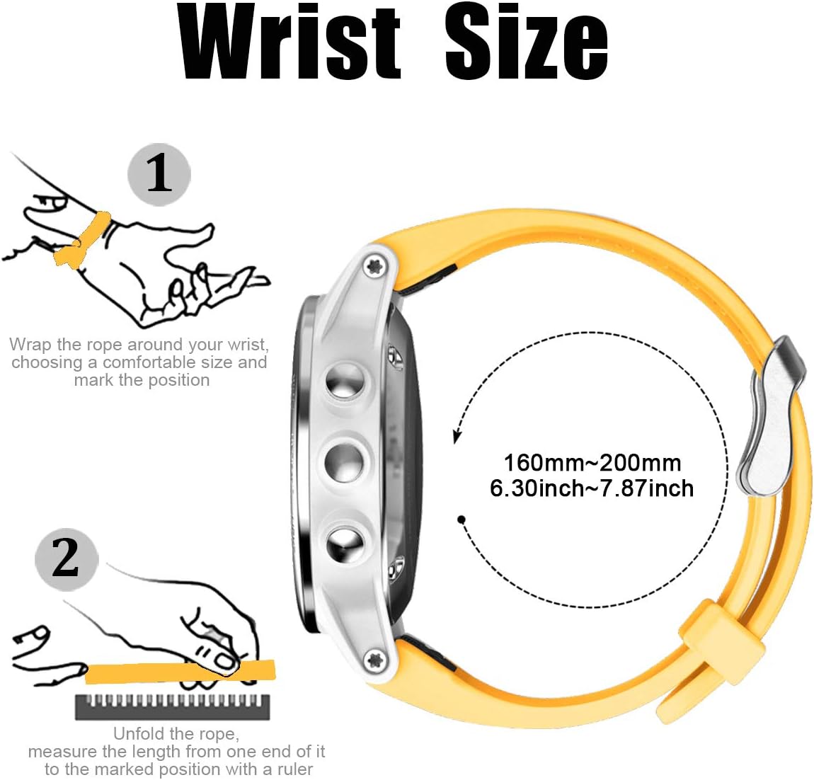 Compatible Fenix 5S Watch Band Fenix 6S Quickfit Soft Silicone Replacement Strap for Fenix 8 43mm/Fenix 5S Plus/Fenix 6S Pro/Fenix 7S/D2 Delta S Smartwatch(Silver Buckle-Yellow)