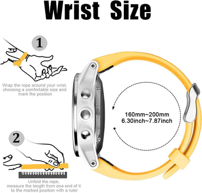 Compatible Fenix 5S Watch Band Fenix 6S Quickfit Soft Silicone Replacement Strap for Fenix 8 43mm/Fenix 5S Plus/Fenix 6S Pro/Fenix 7S/D2 Delta S Smartwatch(Silver Buckle-Yellow)