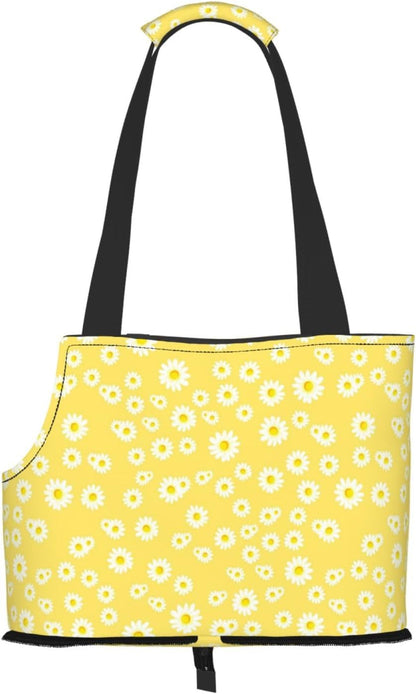 Yellow Daisy Flower Dog Purse Carrier for Dogs Cats Rabbits Portable Pet Tote Bag Lightweight Pet Sling Carriers with Crossbody Strap Up to 6lbs