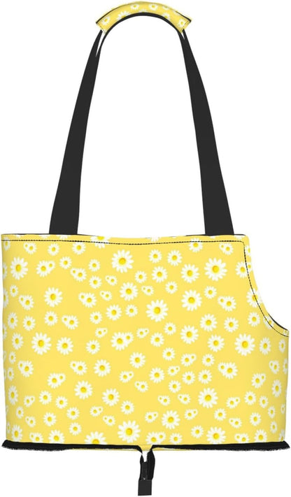 Yellow Daisy Flower Dog Purse Carrier for Dogs Cats Rabbits Portable Pet Tote Bag Lightweight Pet Sling Carriers with Crossbody Strap Up to 6lbs