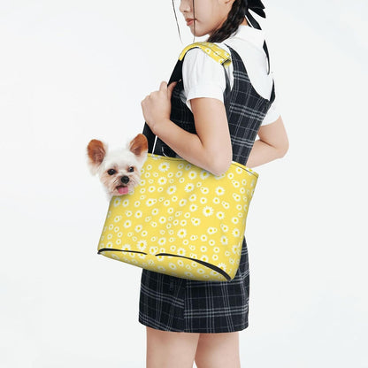 Yellow Daisy Flower Dog Purse Carrier for Dogs Cats Rabbits Portable Pet Tote Bag Lightweight Pet Sling Carriers with Crossbody Strap Up to 6lbs