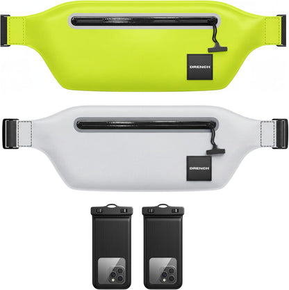 boating essentials kit – Yellow + White Waterproof Fanny Pack Bundle, 2 Submersible Phone Pouches + Floating Cases