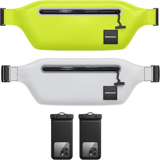 boating essentials kit – Yellow + White Waterproof Fanny Pack Bundle, 2 Submersible Phone Pouches + Floating Cases