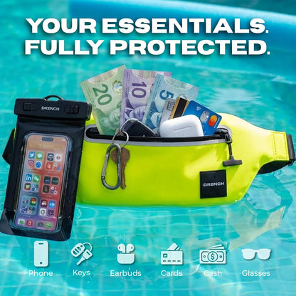 boating essentials kit – Yellow + White Waterproof Fanny Pack Bundle, 2 Submersible Phone Pouches + Floating Cases