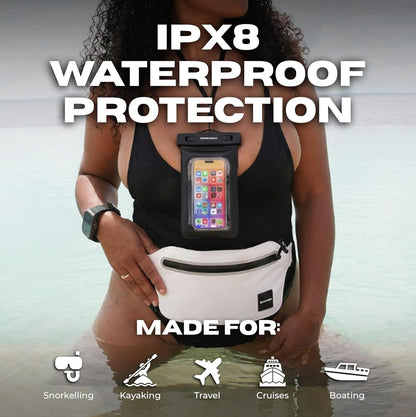 boating essentials kit – Yellow + White Waterproof Fanny Pack Bundle, 2 Submersible Phone Pouches + Floating Cases