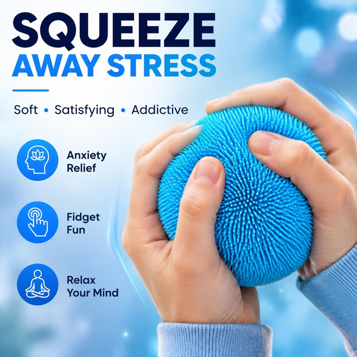 1pcs Yellow Stress Squishy Ball Squishies Stress Relief Fidget Toy for Kids & Adults, Squeeze Cute Slow Rise Sensory Birthday Gift Party Favors