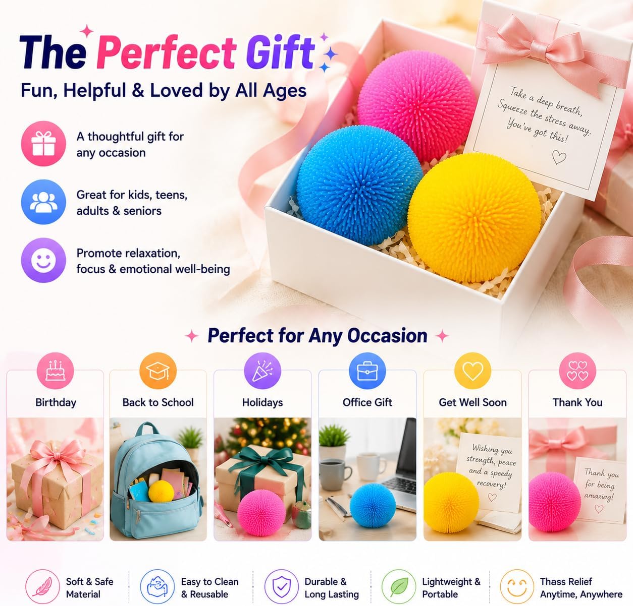 1pcs Yellow Stress Squishy Ball Squishies Stress Relief Fidget Toy for Kids & Adults, Squeeze Cute Slow Rise Sensory Birthday Gift Party Favors