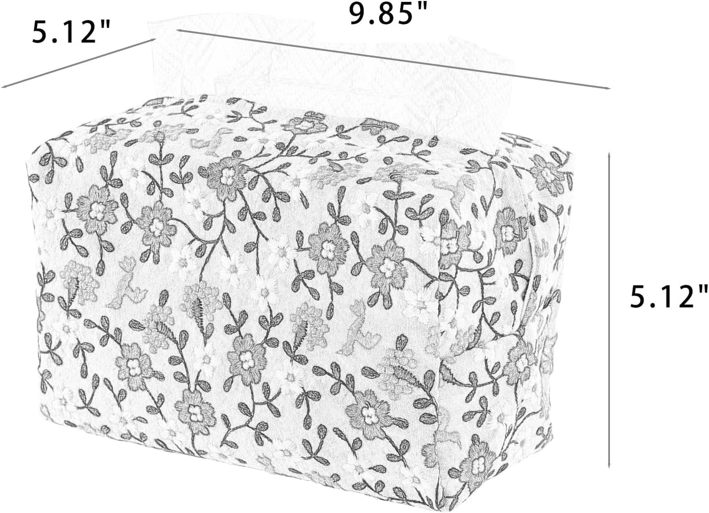 Hausfrau Tissue Box Cover Rectangle, Floral Linen Tissue Box Holder Decorative Cute Cube Napkin Holder for Living Room, Bathroom, Bedroom or Office, Embroidered Jacquard Yellow Daisy