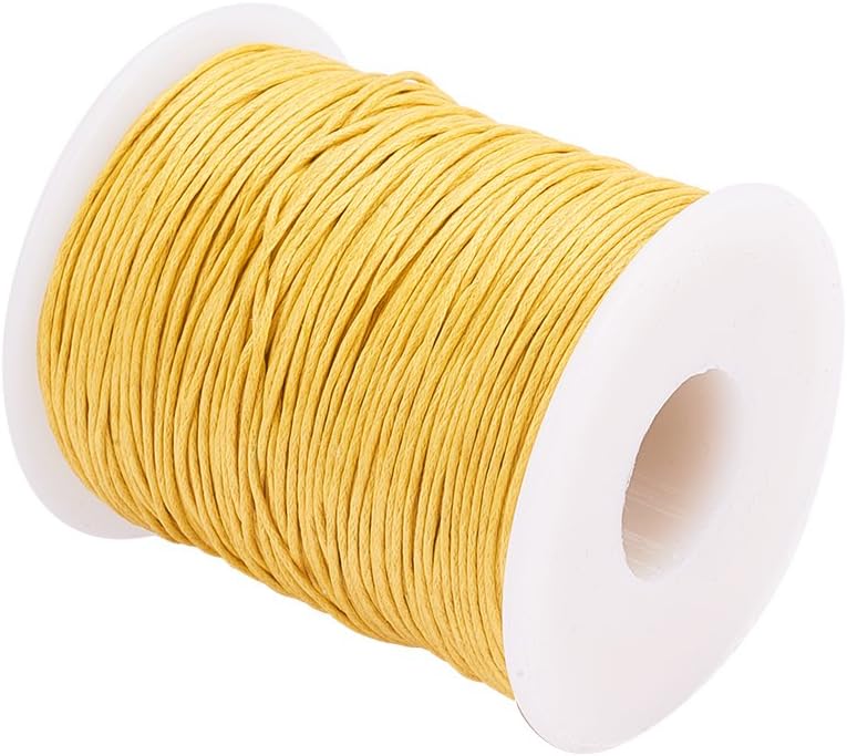 1mm Waxed Cotton Cord, 100 Yards Yellow Waxed Thread Beading String for Bracelet, Necklace, Jewelry, Waist Beads Making, Crafting, Macrame