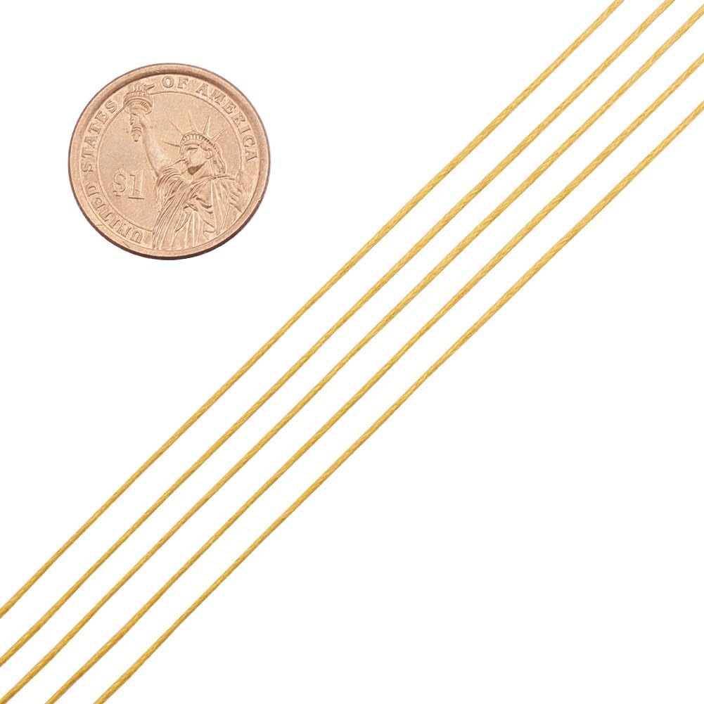 1mm Waxed Cotton Cord, 100 Yards Yellow Waxed Thread Beading String for Bracelet, Necklace, Jewelry, Waist Beads Making, Crafting, Macrame