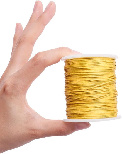 1mm Waxed Cotton Cord, 100 Yards Yellow Waxed Thread Beading String for Bracelet, Necklace, Jewelry, Waist Beads Making, Crafting, Macrame