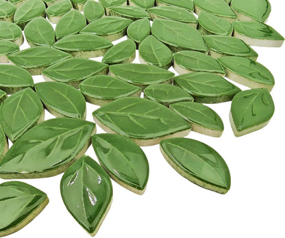 500g/1.1lb Leaf-Shaped Ceramic Mosaic Tiles,Ceramic Mosaic Pieces for Crafts,Mosaic Tiles for Home Decoration or DIY Crafts,Mosaic Making Supplies. (Yellow)