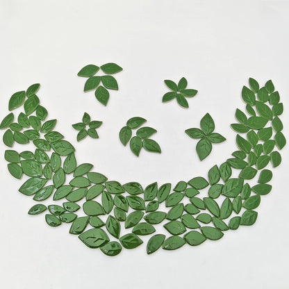 500g/1.1lb Leaf-Shaped Ceramic Mosaic Tiles,Ceramic Mosaic Pieces for Crafts,Mosaic Tiles for Home Decoration or DIY Crafts,Mosaic Making Supplies. (Yellow)