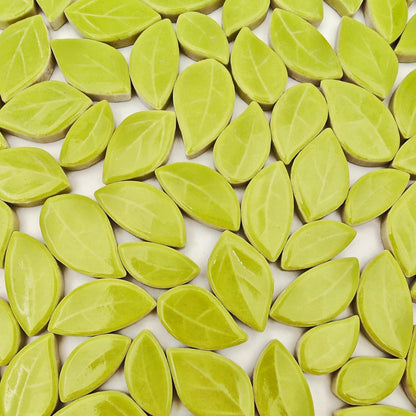 500g/1.1lb Leaf-Shaped Ceramic Mosaic Tiles,Ceramic Mosaic Pieces for Crafts,Mosaic Tiles for Home Decoration or DIY Crafts,Mosaic Making Supplies. (Yellow)