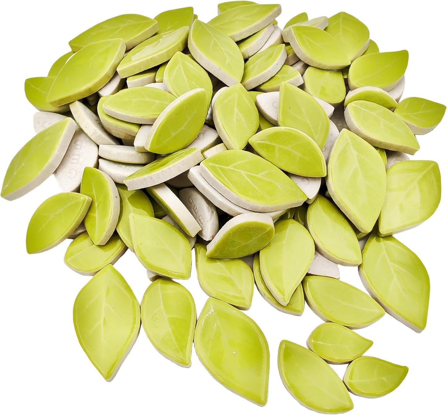 500g/1.1lb Leaf-Shaped Ceramic Mosaic Tiles,Ceramic Mosaic Pieces for Crafts,Mosaic Tiles for Home Decoration or DIY Crafts,Mosaic Making Supplies. (Yellow)