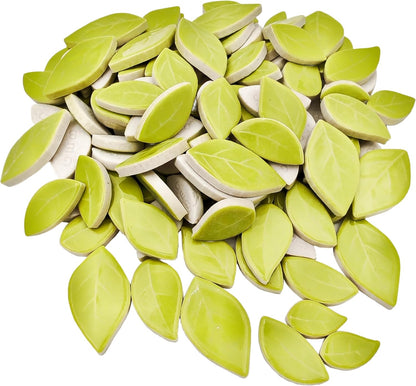 500g/1.1lb Leaf-Shaped Ceramic Mosaic Tiles,Ceramic Mosaic Pieces for Crafts,Mosaic Tiles for Home Decoration or DIY Crafts,Mosaic Making Supplies. (Yellow)