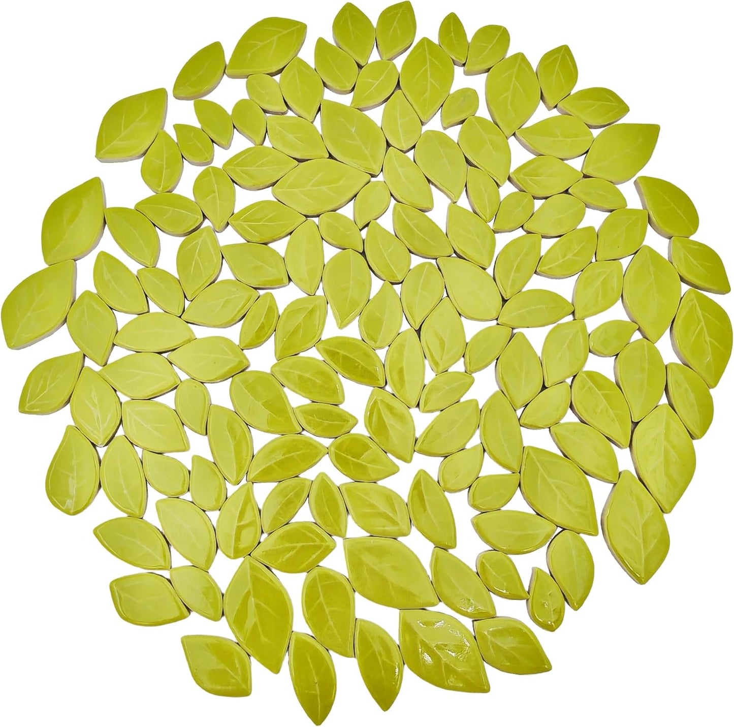 500g/1.1lb Leaf-Shaped Ceramic Mosaic Tiles,Ceramic Mosaic Pieces for Crafts,Mosaic Tiles for Home Decoration or DIY Crafts,Mosaic Making Supplies. (Yellow)