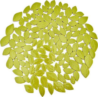 500g/1.1lb Leaf-Shaped Ceramic Mosaic Tiles,Ceramic Mosaic Pieces for Crafts,Mosaic Tiles for Home Decoration or DIY Crafts,Mosaic Making Supplies. (Yellow)