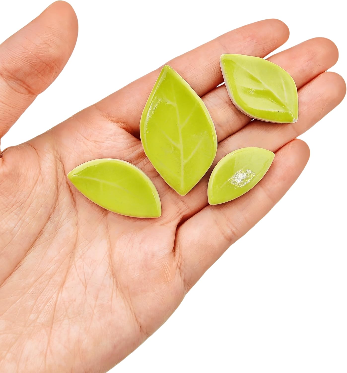 500g/1.1lb Leaf-Shaped Ceramic Mosaic Tiles,Ceramic Mosaic Pieces for Crafts,Mosaic Tiles for Home Decoration or DIY Crafts,Mosaic Making Supplies. (Yellow)
