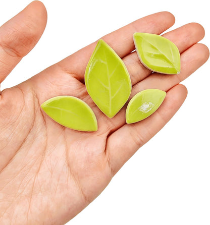 500g/1.1lb Leaf-Shaped Ceramic Mosaic Tiles,Ceramic Mosaic Pieces for Crafts,Mosaic Tiles for Home Decoration or DIY Crafts,Mosaic Making Supplies. (Yellow)
