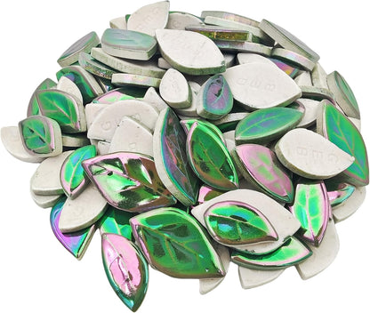 500g/1.1lb Leaf-Shaped Ceramic Mosaic Tiles,Ceramic Mosaic Pieces for Crafts,Mosaic Tiles for Home Decoration or DIY Crafts,Mosaic Making Supplies. (Yellow)
