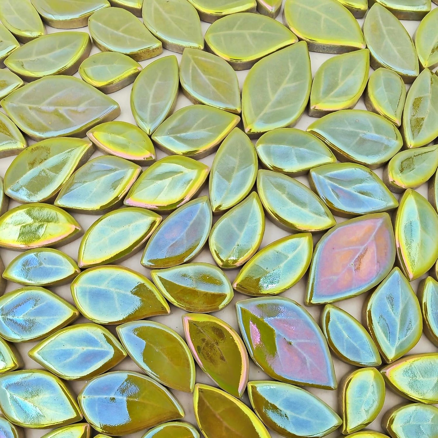 500g/1.1lb Leaf-Shaped Ceramic Mosaic Tiles,Ceramic Mosaic Pieces for Crafts,Mosaic Tiles for Home Decoration or DIY Crafts,Mosaic Making Supplies. (Yellow)