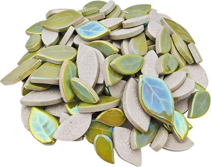 500g/1.1lb Leaf-Shaped Ceramic Mosaic Tiles,Ceramic Mosaic Pieces for Crafts,Mosaic Tiles for Home Decoration or DIY Crafts,Mosaic Making Supplies. (Yellow)