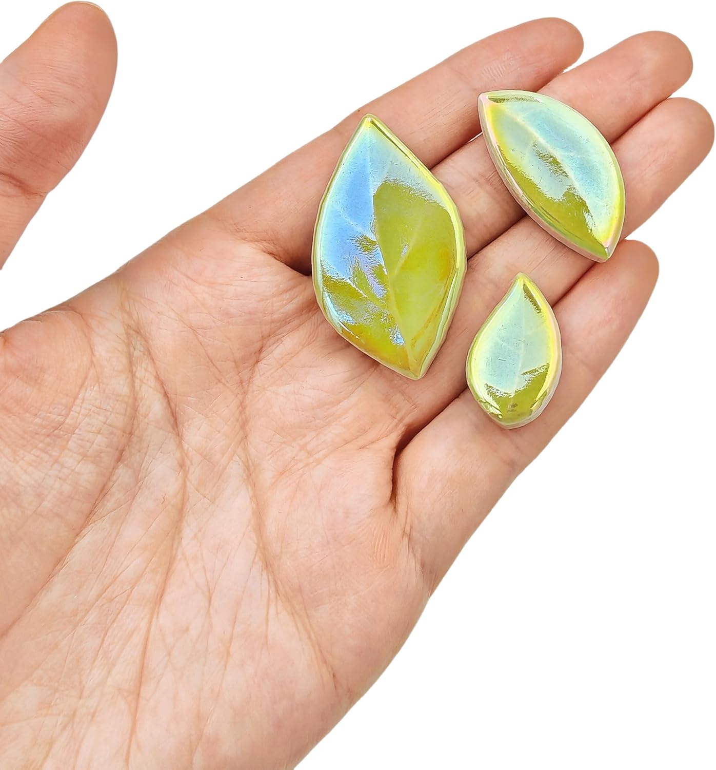 500g/1.1lb Leaf-Shaped Ceramic Mosaic Tiles,Ceramic Mosaic Pieces for Crafts,Mosaic Tiles for Home Decoration or DIY Crafts,Mosaic Making Supplies. (Yellow)