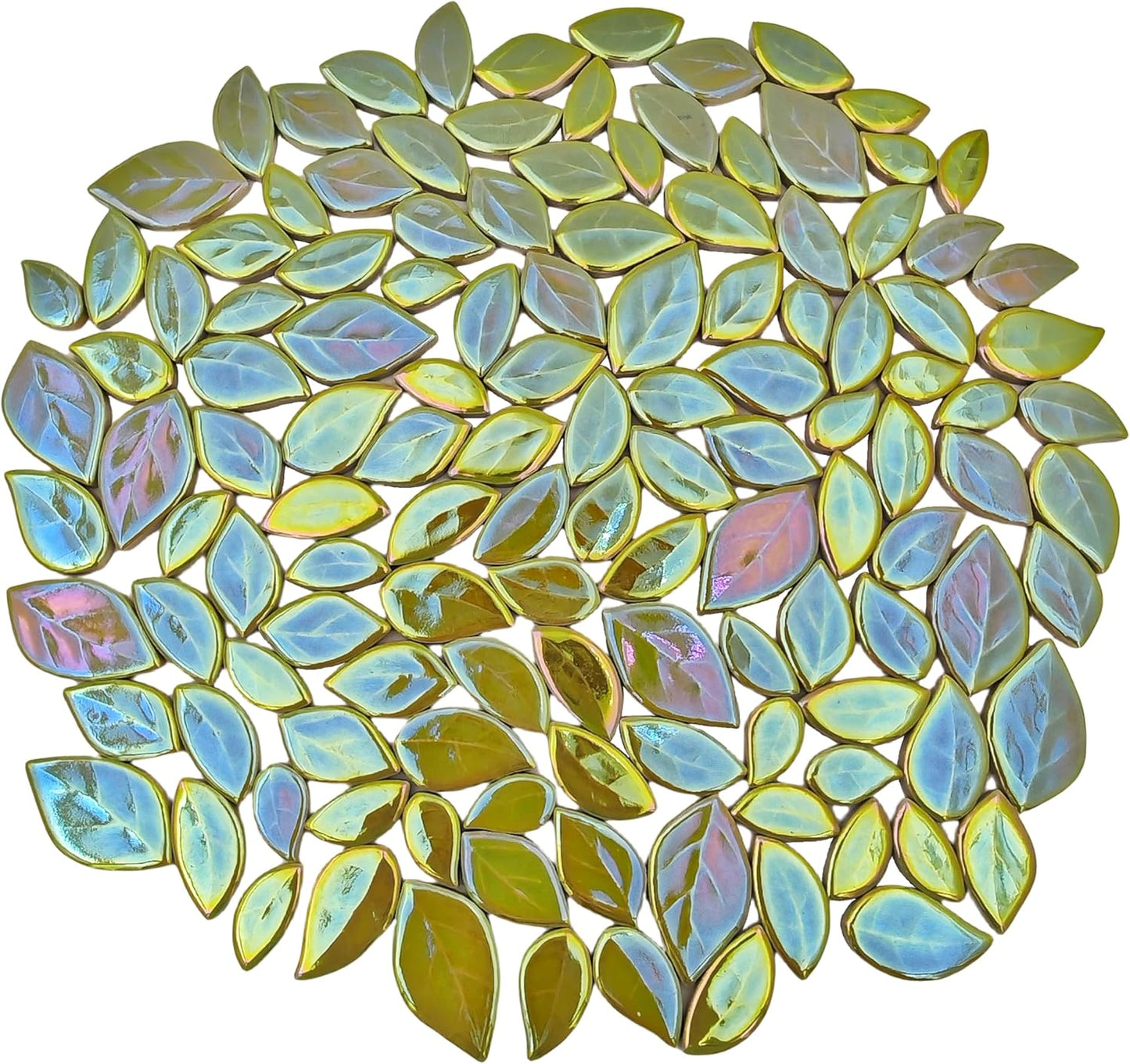 500g/1.1lb Leaf-Shaped Ceramic Mosaic Tiles,Ceramic Mosaic Pieces for Crafts,Mosaic Tiles for Home Decoration or DIY Crafts,Mosaic Making Supplies. (Yellow)