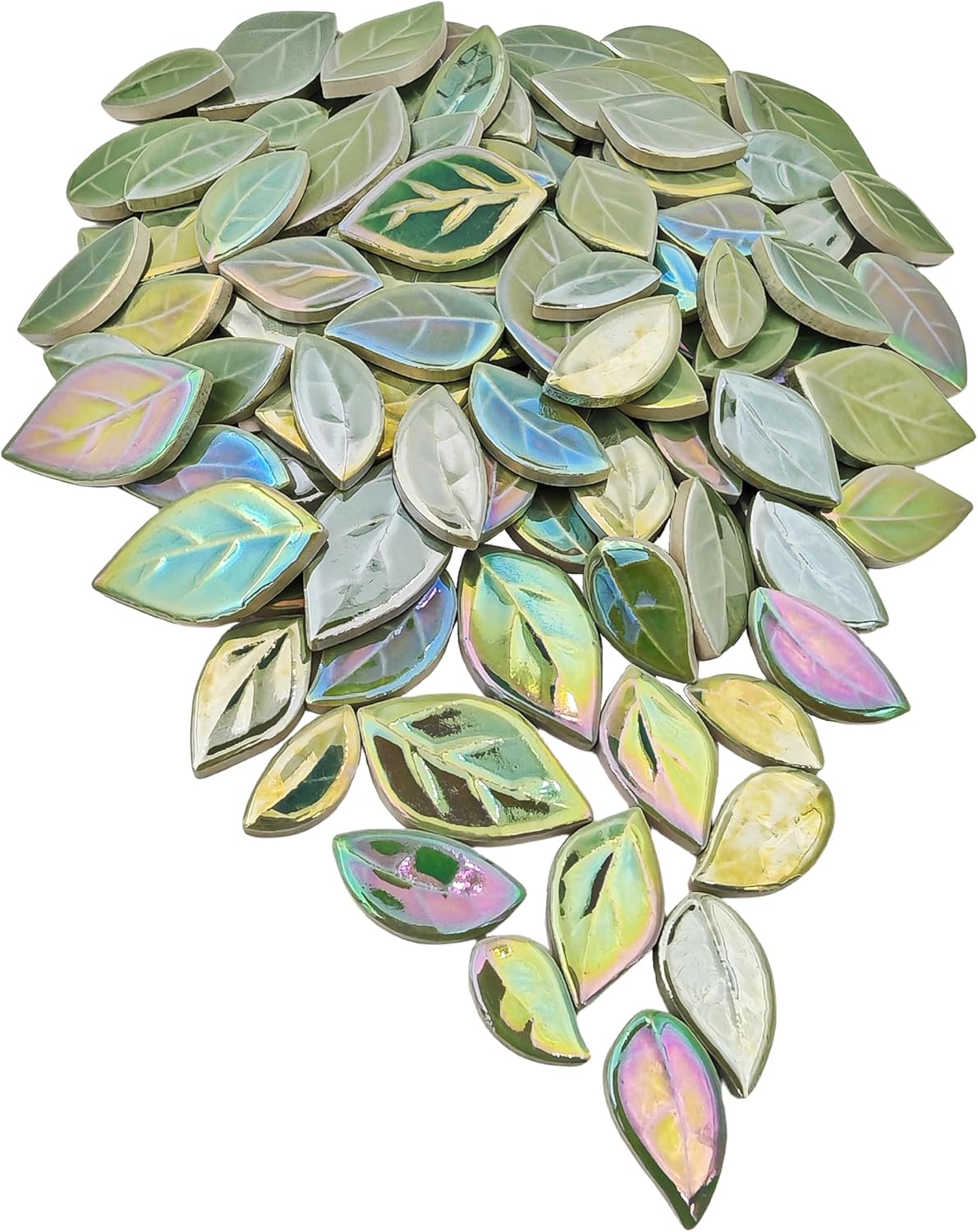 500g/1.1lb Leaf-Shaped Ceramic Mosaic Tiles,Ceramic Mosaic Pieces for Crafts,Mosaic Tiles for Home Decoration or DIY Crafts,Mosaic Making Supplies. (Yellow)