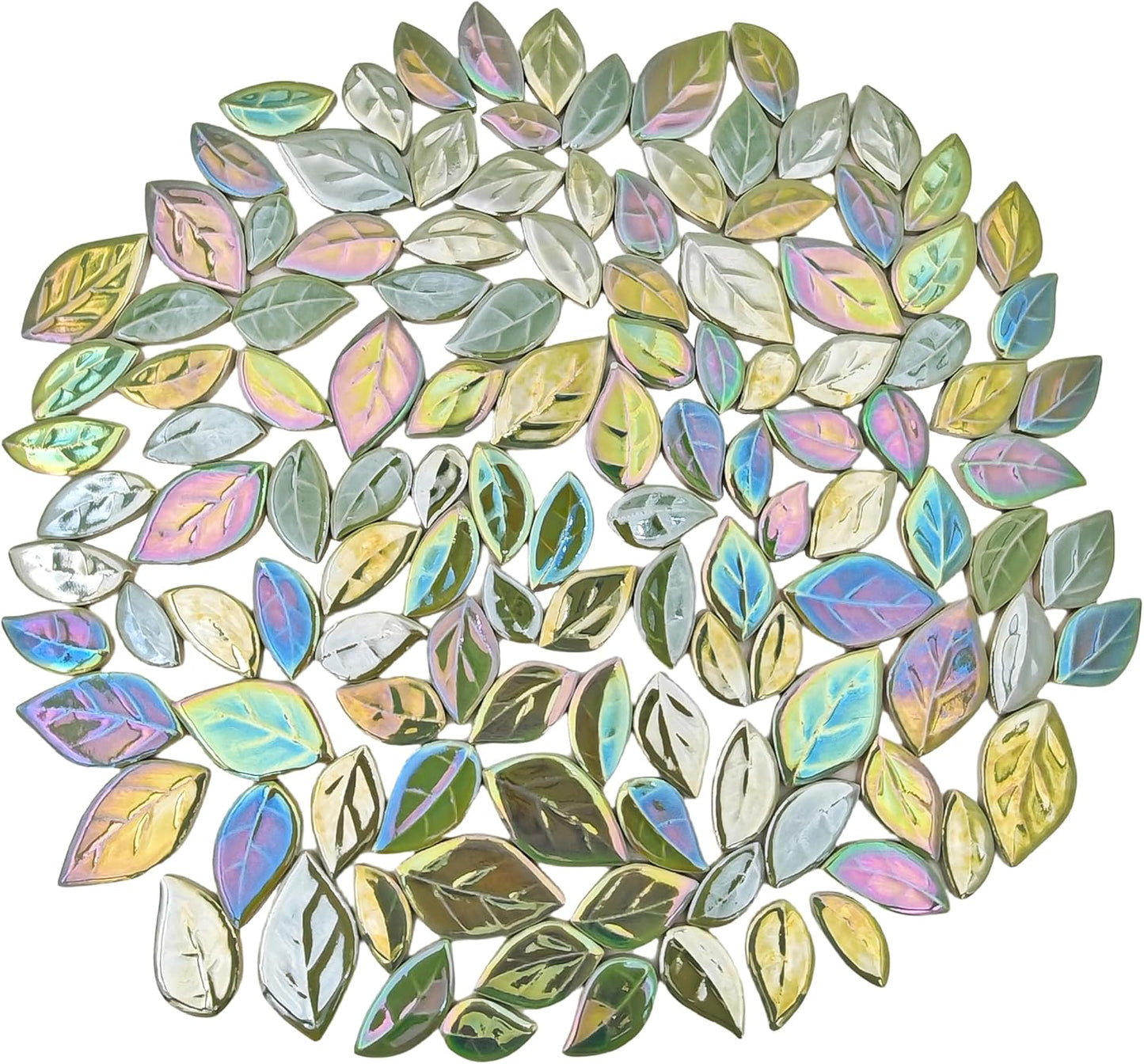 500g/1.1lb Leaf-Shaped Ceramic Mosaic Tiles,Ceramic Mosaic Pieces for Crafts,Mosaic Tiles for Home Decoration or DIY Crafts,Mosaic Making Supplies. (Yellow)