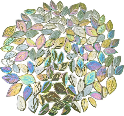500g/1.1lb Leaf-Shaped Ceramic Mosaic Tiles,Ceramic Mosaic Pieces for Crafts,Mosaic Tiles for Home Decoration or DIY Crafts,Mosaic Making Supplies. (Yellow)