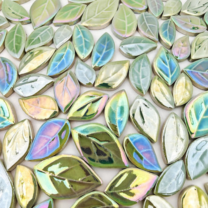 500g/1.1lb Leaf-Shaped Ceramic Mosaic Tiles,Ceramic Mosaic Pieces for Crafts,Mosaic Tiles for Home Decoration or DIY Crafts,Mosaic Making Supplies. (Yellow)