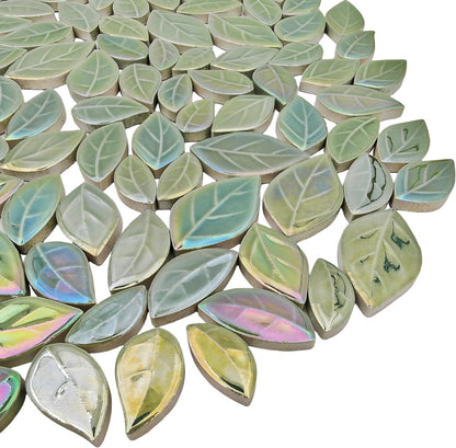 500g/1.1lb Leaf-Shaped Ceramic Mosaic Tiles,Ceramic Mosaic Pieces for Crafts,Mosaic Tiles for Home Decoration or DIY Crafts,Mosaic Making Supplies. (Yellow)