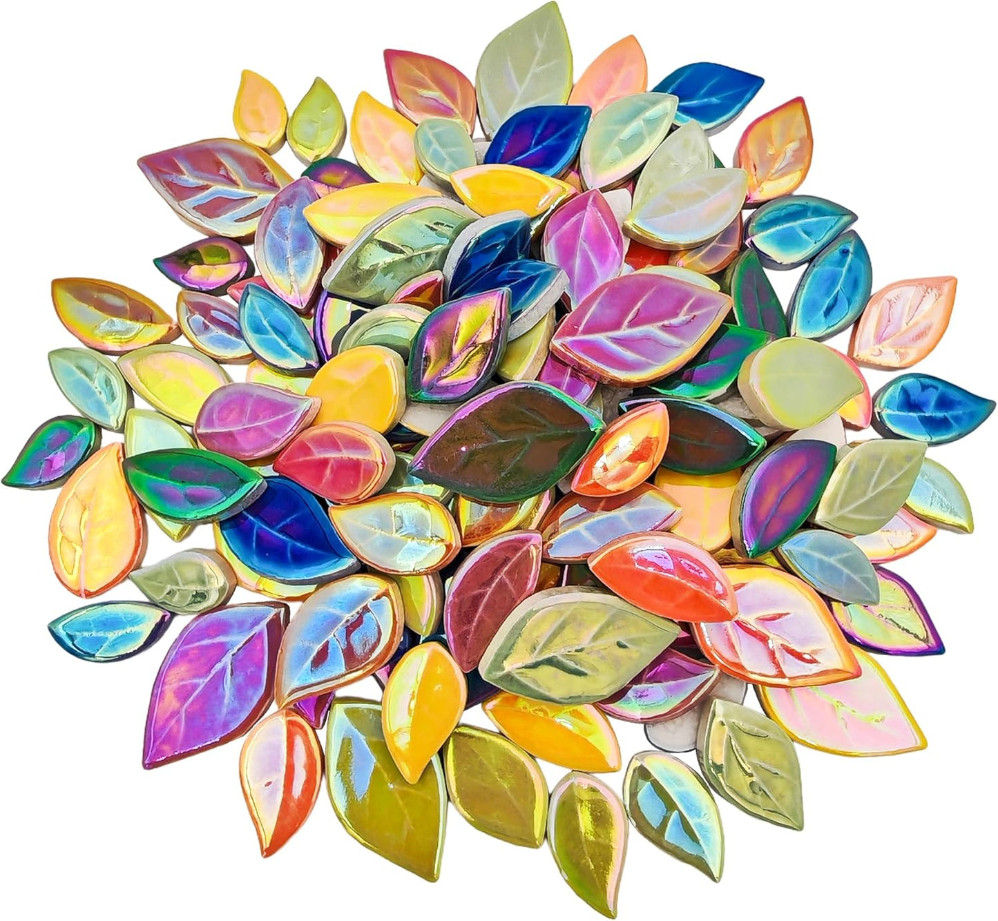 500g/1.1lb Leaf-Shaped Ceramic Mosaic Tiles,Ceramic Mosaic Pieces for Crafts,Mosaic Tiles for Home Decoration or DIY Crafts,Mosaic Making Supplies. (Yellow)