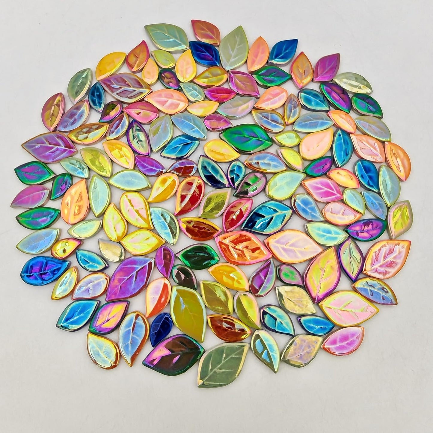500g/1.1lb Leaf-Shaped Ceramic Mosaic Tiles,Ceramic Mosaic Pieces for Crafts,Mosaic Tiles for Home Decoration or DIY Crafts,Mosaic Making Supplies. (Yellow)
