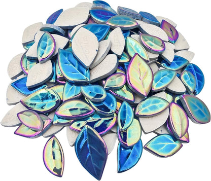 500g/1.1lb Leaf-Shaped Ceramic Mosaic Tiles,Ceramic Mosaic Pieces for Crafts,Mosaic Tiles for Home Decoration or DIY Crafts,Mosaic Making Supplies. (Yellow)