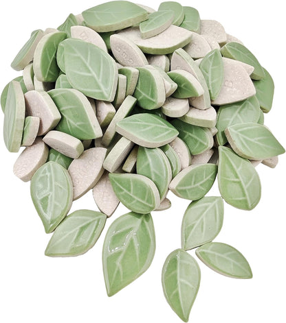 500g/1.1lb Leaf-Shaped Ceramic Mosaic Tiles,Ceramic Mosaic Pieces for Crafts,Mosaic Tiles for Home Decoration or DIY Crafts,Mosaic Making Supplies. (Yellow)