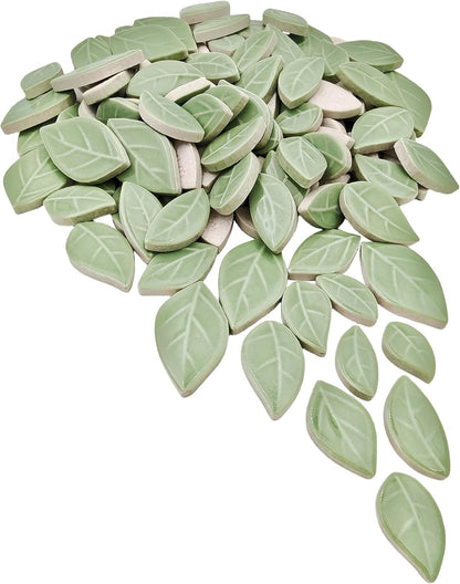 500g/1.1lb Leaf-Shaped Ceramic Mosaic Tiles,Ceramic Mosaic Pieces for Crafts,Mosaic Tiles for Home Decoration or DIY Crafts,Mosaic Making Supplies. (Yellow)