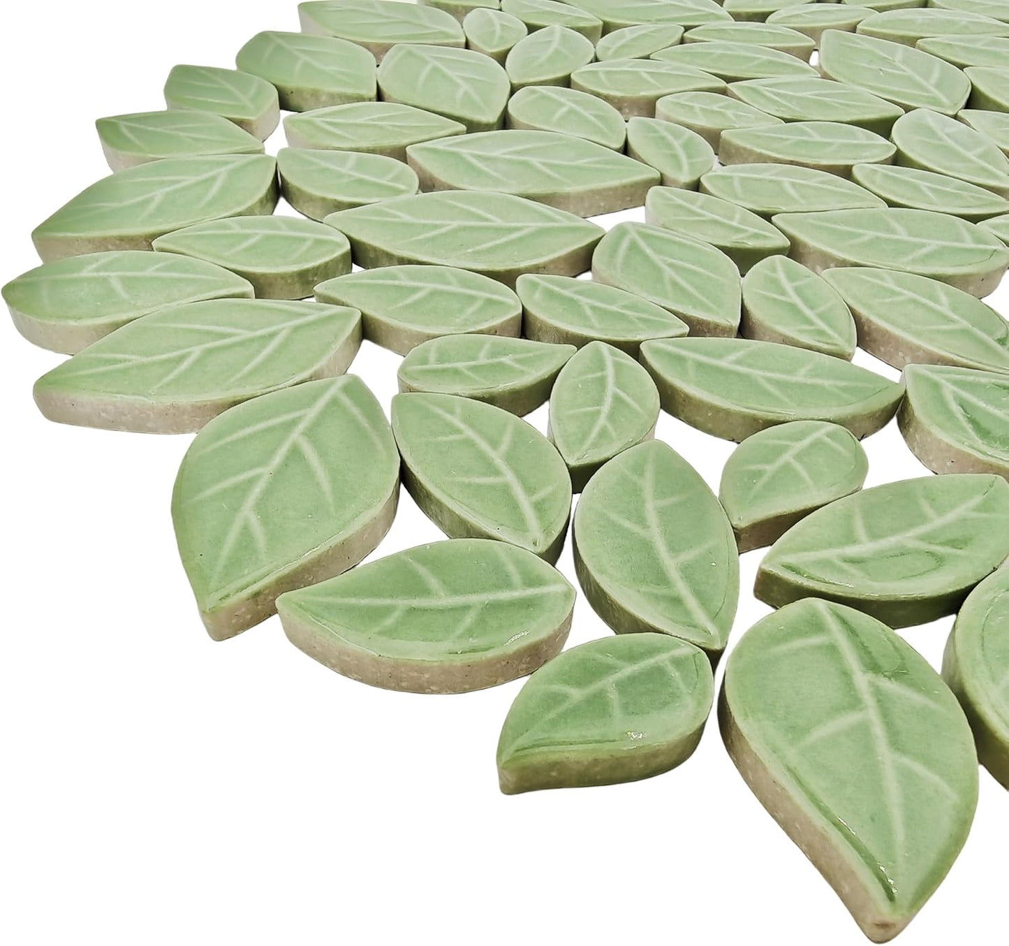 500g/1.1lb Leaf-Shaped Ceramic Mosaic Tiles,Ceramic Mosaic Pieces for Crafts,Mosaic Tiles for Home Decoration or DIY Crafts,Mosaic Making Supplies. (Yellow)