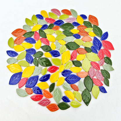 500g/1.1lb Leaf-Shaped Ceramic Mosaic Tiles,Ceramic Mosaic Pieces for Crafts,Mosaic Tiles for Home Decoration or DIY Crafts,Mosaic Making Supplies. (Yellow)