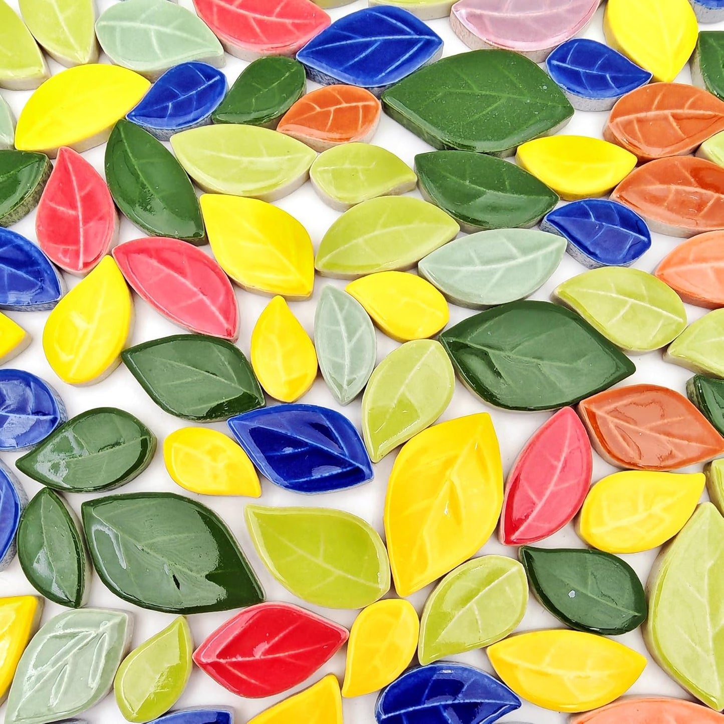 500g/1.1lb Leaf-Shaped Ceramic Mosaic Tiles,Ceramic Mosaic Pieces for Crafts,Mosaic Tiles for Home Decoration or DIY Crafts,Mosaic Making Supplies. (Yellow)
