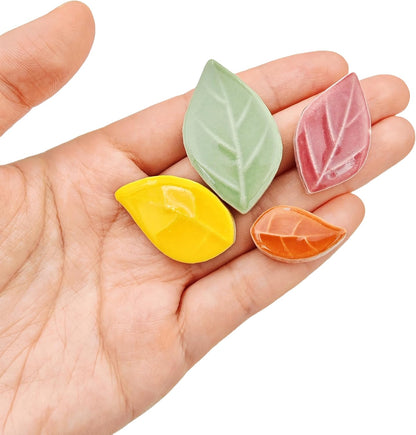 500g/1.1lb Leaf-Shaped Ceramic Mosaic Tiles,Ceramic Mosaic Pieces for Crafts,Mosaic Tiles for Home Decoration or DIY Crafts,Mosaic Making Supplies. (Yellow)